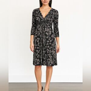 Boden Twist Front Jersey Dress – Floral Print, Soft Stretch, Size 8